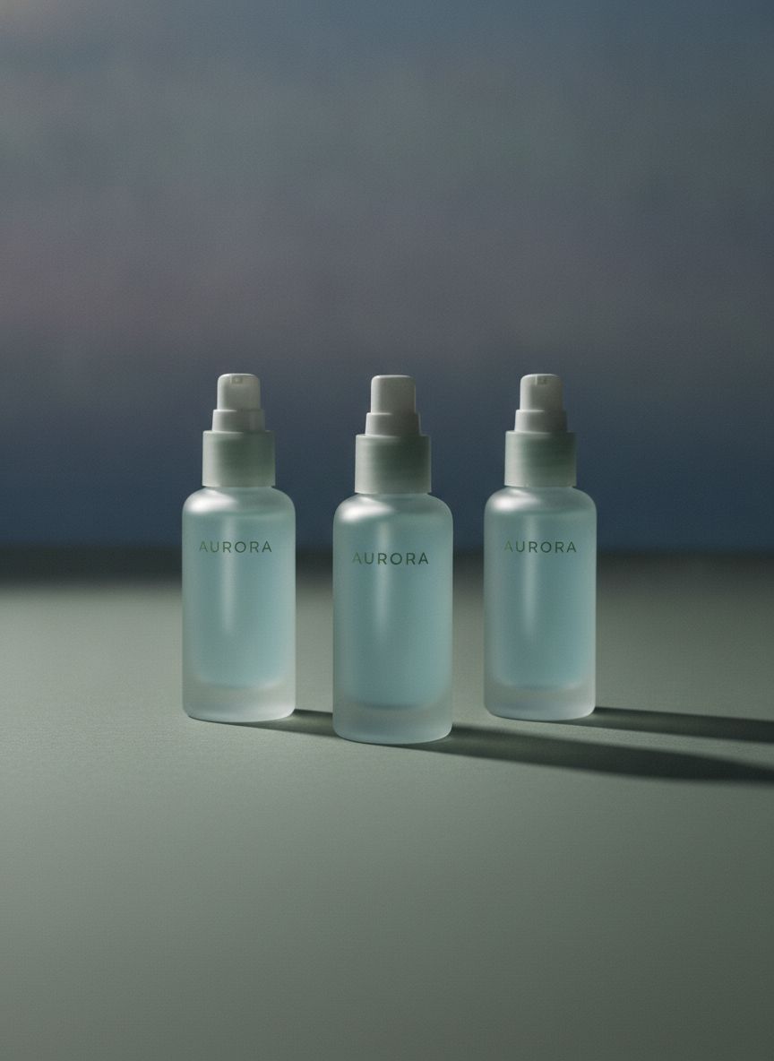 Verde Skin Lab glass bottle serums on sage green background